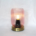 Metal base rechargeable table lamp glass shade
