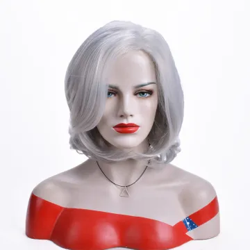 Wholesale Silvery gray short straight bob hair wigs 10inch synthetic hair wigs for women