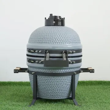 Black Glazed Ceramic Kamado Grill 15-Inch Diameter