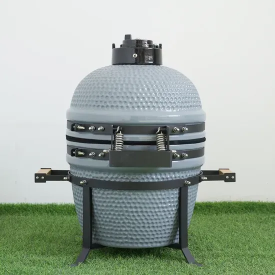 Black Glazed Ceramic Kamado Grill 15-Inch Diameter