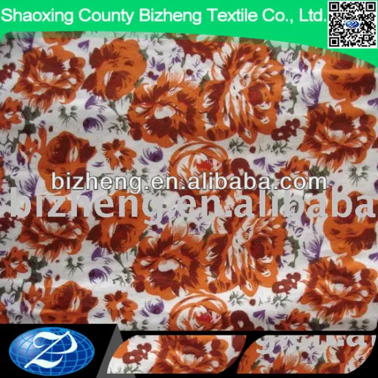 orange flowers digital printed cotton flannel fabric for girls' blouse