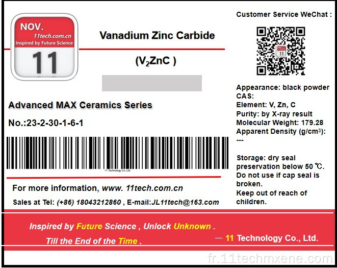 Poudre V2ZNC à double transition en métal