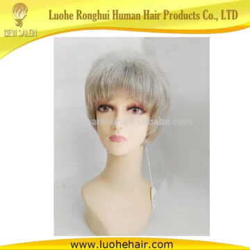 Best quaility short synthetic lady wigs old lady wigs grey white color wigs