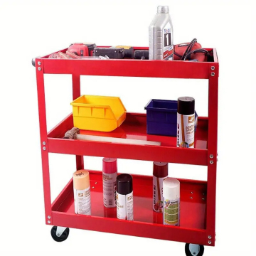 3-Shelf Foldable Plastic Rolling Tool Cart for Car Repair