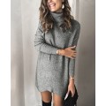 Frauen Rollkragenpullover Kleid