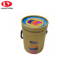 Round packaging paper box with string handle
