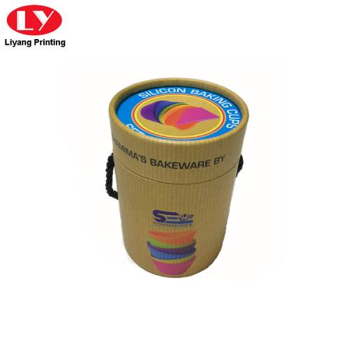 Round Packaging Paper Box with String Handle