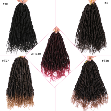 Hot Selling Ombre Burgundy Prelooped Bomb Twist Crochet Hair Prelooped Crochet Braids 14 Inch 75 g 18 roots/pack