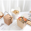 Simple Design Handle Kraft Paper Portable Lunch Box