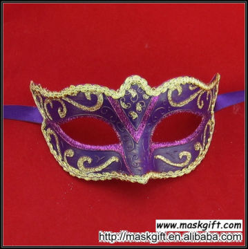 Wholesale High Quality Purple And Gold Venetian Style Plastic Masquerade Masks