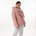 Pink down jacket with down collar