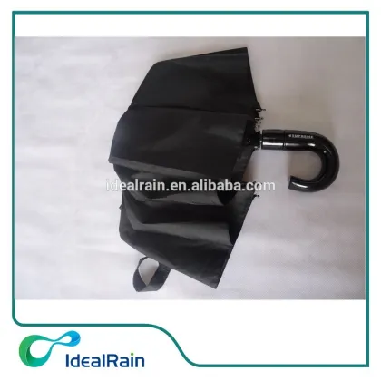 black automatic windproof totes umbrella with J hook handle