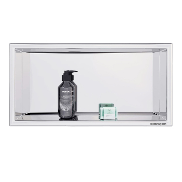 24\" x 12\" Polished Chrome Recessed Shower Niche - Horizontal Wall Bathroom Organizer