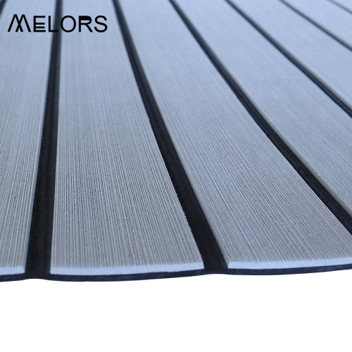 Brushed Grooves Light Grey Over Black Eco Non-toxic Friendly Non-slip PE/EVA Foam Marine Deck Yacht Teak Floor