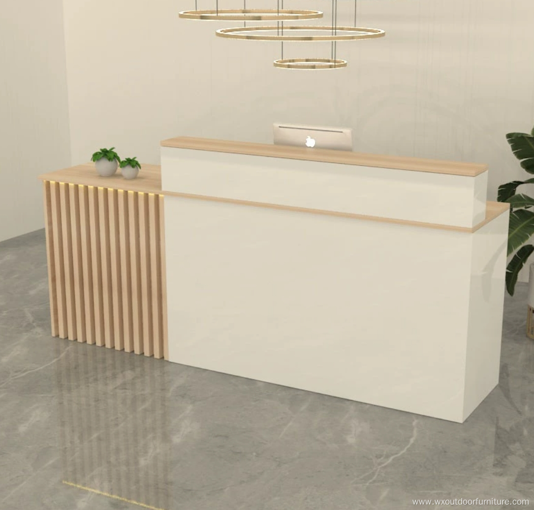 I shape club cashier Solid Wood Beauty Salon Office Restaurant Front Bar Counter Reception Desk with led light