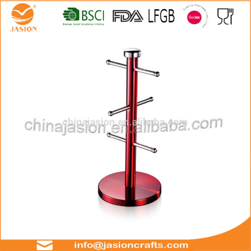 Metallic Red Ruby Mug Tree Cup Rack Kitchen Roll Holder Stand Set