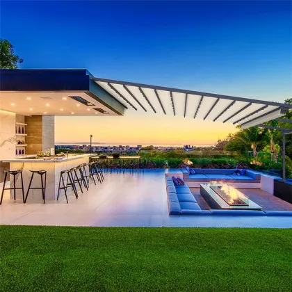 Motorized Pergola Awning: Retractable Aluminum Sunshade Awning for Pergolas