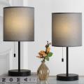 Small Metal Black Lamp with Linen Lampshade