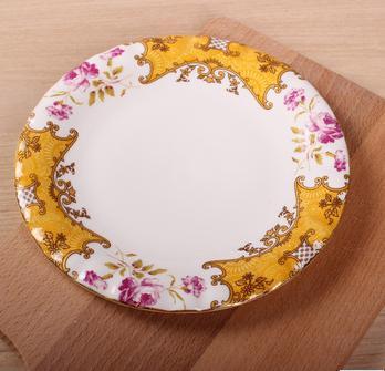 flower painted enamel plate