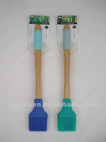 silicone brush with wooden handle
