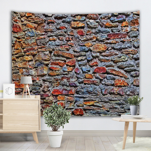 Brick Wall Tapestry Colorfully Stone Tapestry Wall Hanging Vintage Tapestry Polyester Print for Livingroom Bedroom Home Dorm Dec