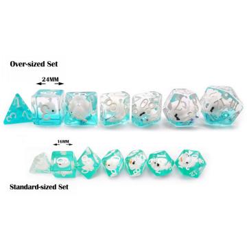 Übergroßer DND -Tierwürfel von Beton -Delphin, Riesen 7pcs Delphin Polyedral D &amp; D Dice Set, große Dungeons und Drachenwürfel großer Größe