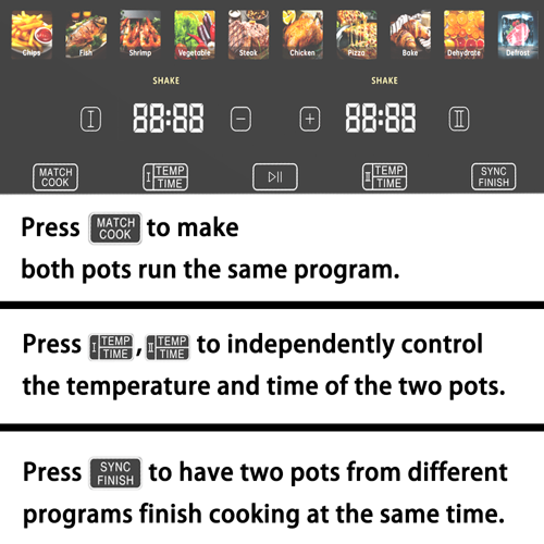Digital Air Fryer with Double Basket and 10 Menus