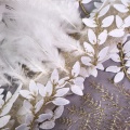 Ivory Feather Mesh Lace Handwork Fabric