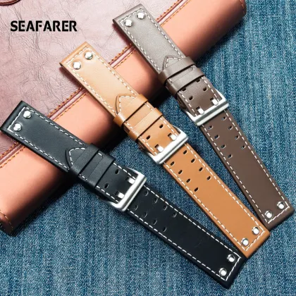 Genuine Leather Watch Band For Hamilton Khaki Field Watch h760250 h77616533 Watchband Seiko Watch Strap 20mm 22mm Button Buckle