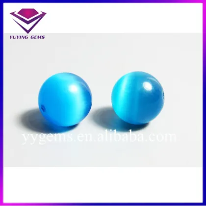 Wholesale Cats Eye Beads Synthetic Blue Glass Cats Eye Jewelry Gemstone with Full Drill