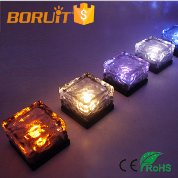Waterproof Solar Powered Crystal Glass Ice Brick Buried Light for Outdoor Yard Garden