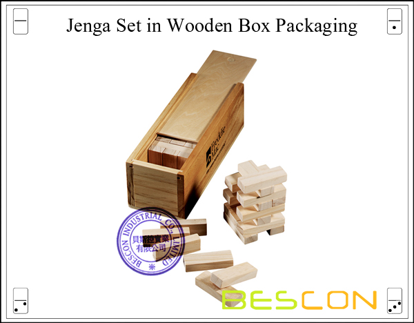 Jenga Set in Wooden Box Packaging