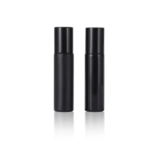 10ml Matte Black Glass Essential Oil Roll-On Bottles with Plastic Lid - 10g Capacity