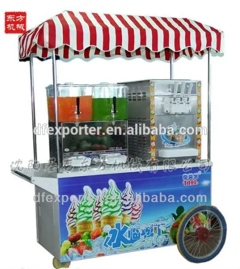 Ice cream and juice machine combination cart