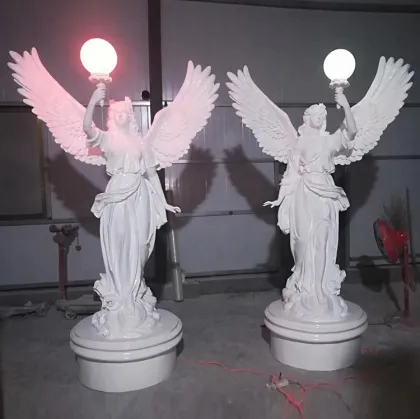 Fast delivery large white fiberglass angel light for decoration