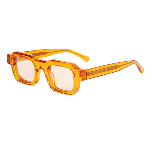 Thick Frame 90s Street Style Retro Square Sunglasses,Cellulose Acetate,Tac Lenses,Double-Rivet Hinge