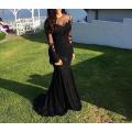 Long Sleeve Black Mermaid Prom Dresses