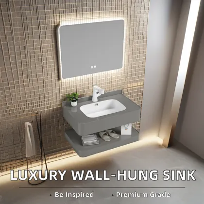 Marbled Integrated Vanity Sink for Luxury Bathroom