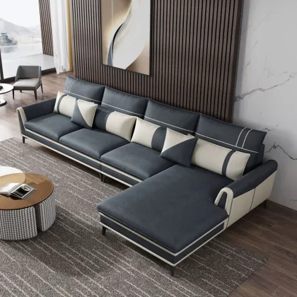 Royal Cloth Corner Sofa Gray Blue