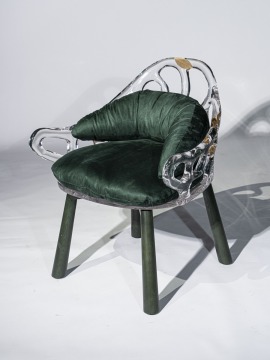 Hollowed Grove Crystal Chair with Cushion Green Bamboo