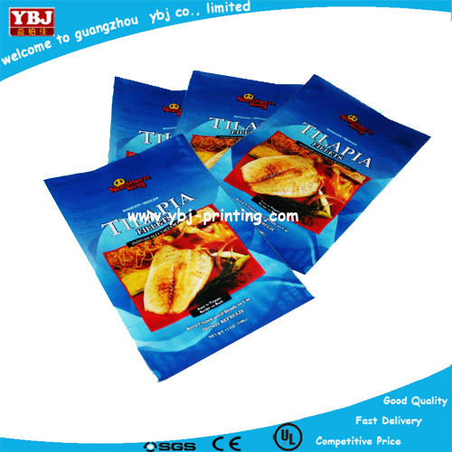 Frozen seafood zip top ziplock zipper plastic flat bag/three sides seal bag