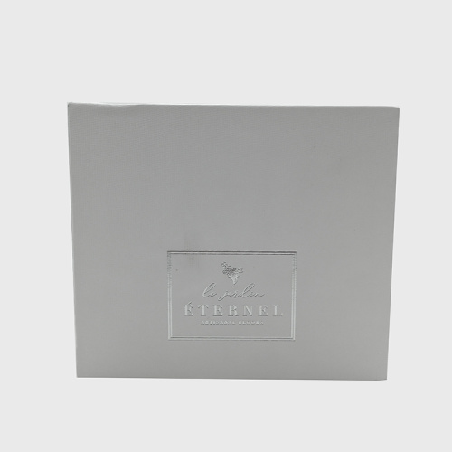 White Color Silver Stamping Rigid Cardboard Flower Box