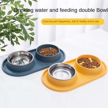 Anti-Knocking, Anti-Choking Slow Food Pet Feeding Bowl: A Durable Stainless Steel and TPE Silicone Double Bowl Design for Cats and Dogs