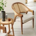 Silla de comedor clásica moderna con respaldo de ratán contemporáneo