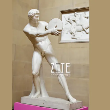 Indoor outdoor decoration greek figure marble discus throwers statue