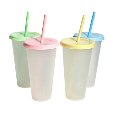 Frosted Plastic Straw Drinking Cup