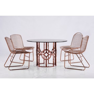 Goolee Durable Design Metal Base Glass Dining Table Set For Home