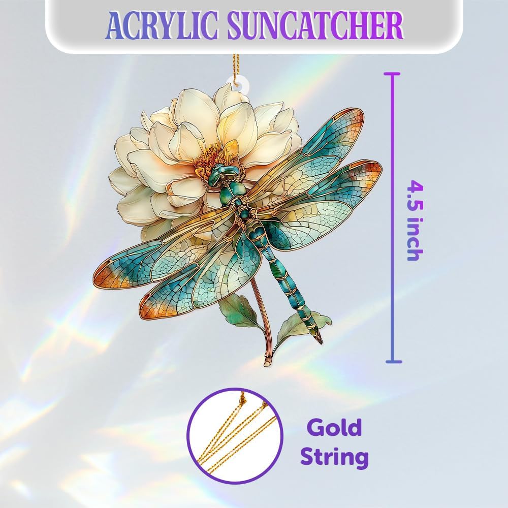 Vintage Dragonfly Flower Acrylic Hanging Pendant