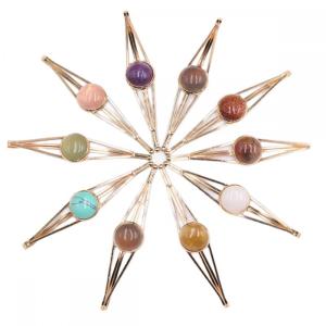 Natural Stone Clip Shiny Hair Clip Hair Accessories Girls Hairpins Crystals Natural Stone Hair Clips Woman Headwear Jewelry