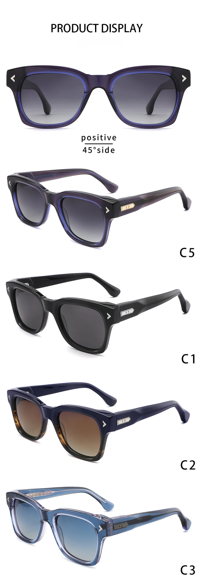 Arrow - Accent Square Acetate Sunglasses